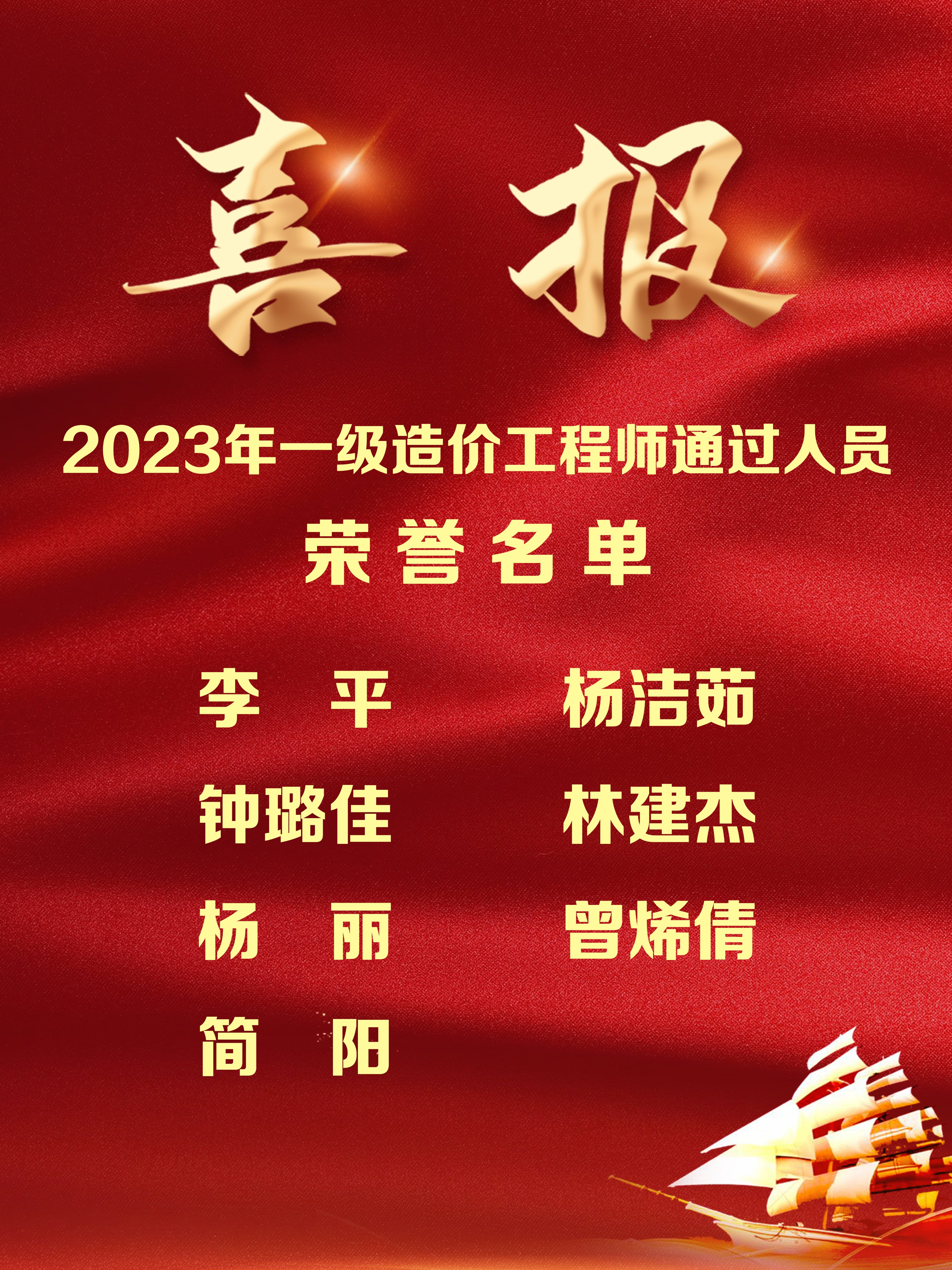 喜报！热烈祝贺我司多名员工通过一级造价工程师考试！