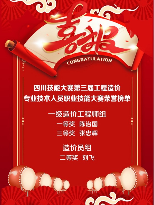 全省第二名！四川省技能大赛-第三届工程造价专业技术人员职业技能大赛成绩出炉！